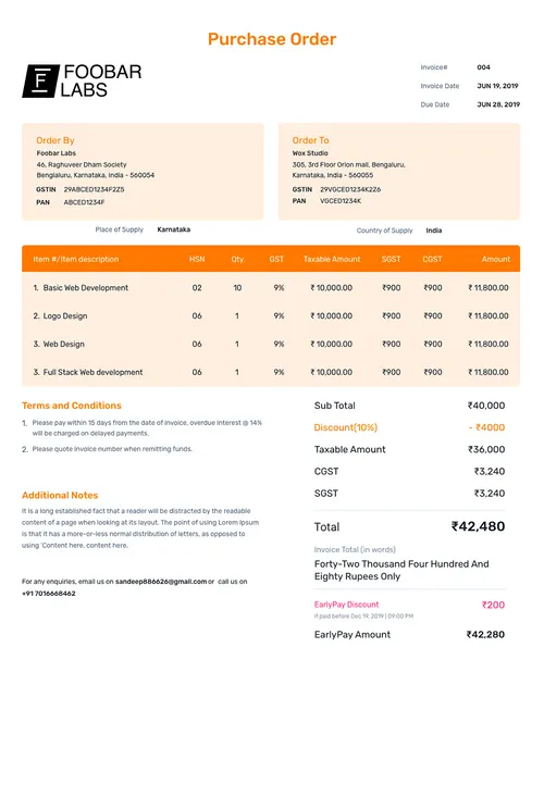 Purchase Order Format 8