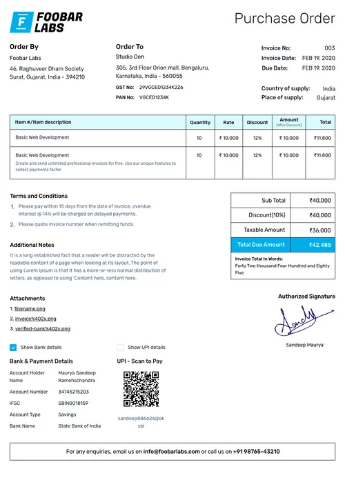 Purchase Order Format 5