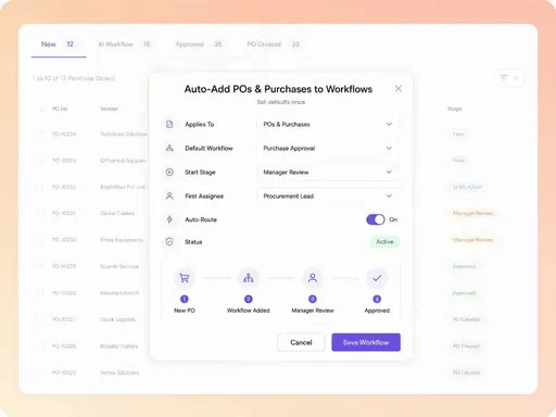 Auto Add PO & Purchases to Workflows - Refrens Auto Add PO & Purchases to Workflows - Refrens