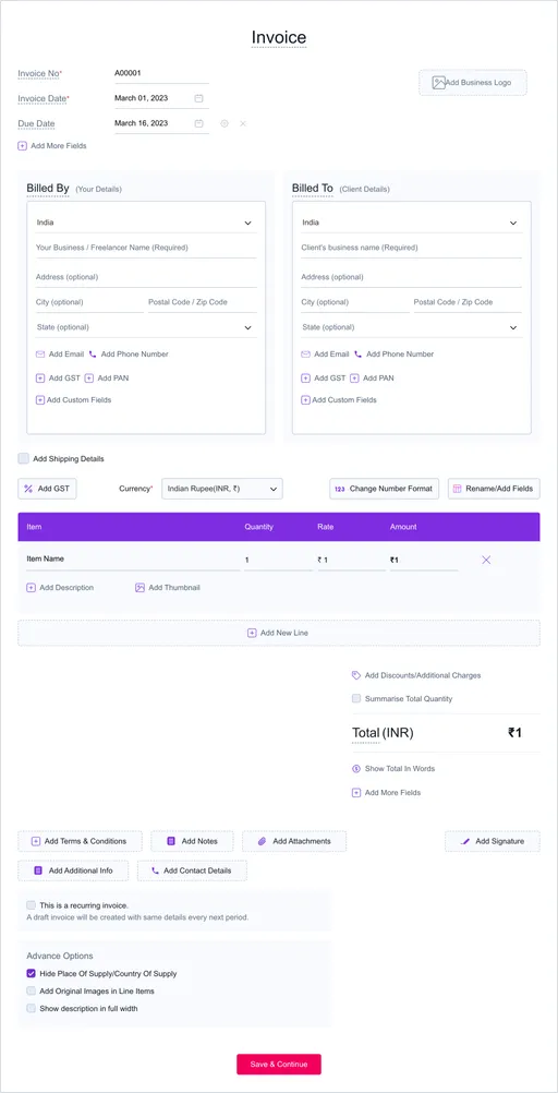 Invoice Generator Form