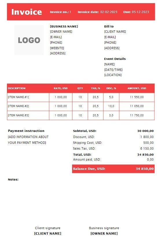 FREE Musician Invoice Templates (Word, Excel, PDF)