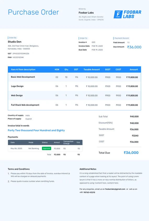 Purchase Order Format 10