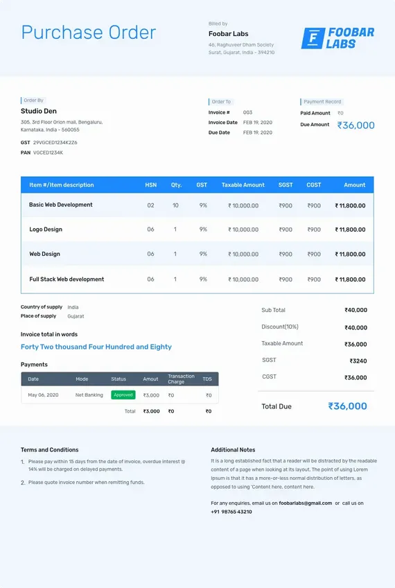 Purchase Order Template