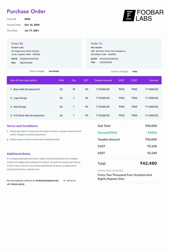 Purchase Order Template