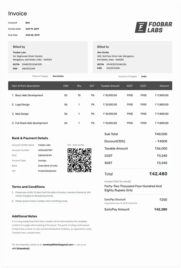 Online Invoice Template