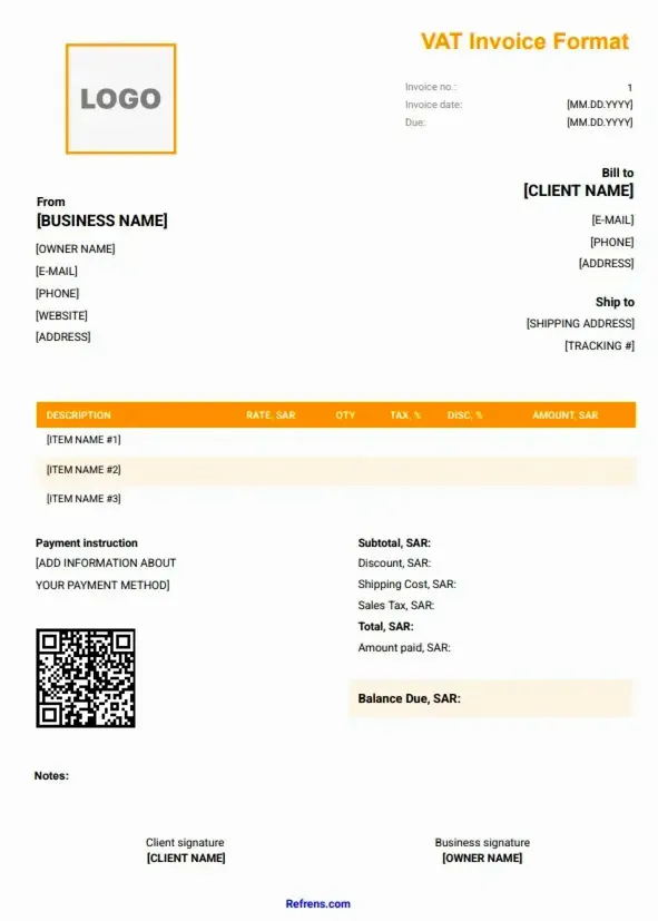 VAT Invoice Format