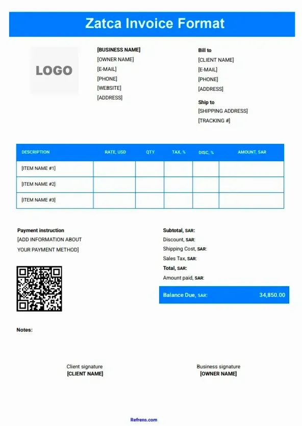 ZATCA Invoice Format