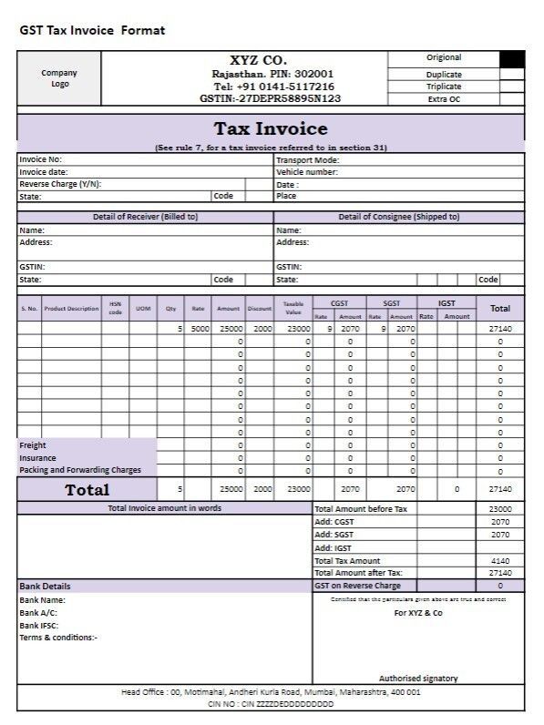 FREE Tally Bill Format (Word, Excel and PDF)