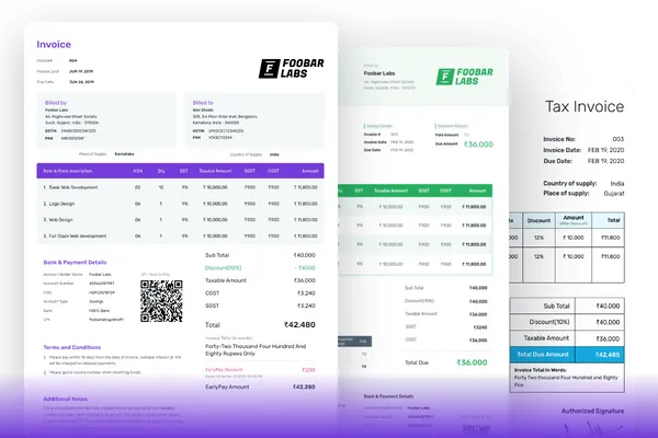 Commercial Invoice Templates  - Refrens Invoice