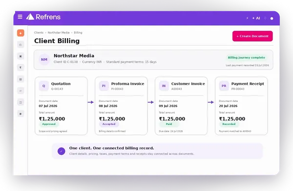 Connected Client Billing at Refrens Connected Client Billing at Refrens