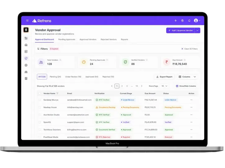 Vendor Approval Software - Dashboard, Vendor Database, Onboarding, Verification Platform