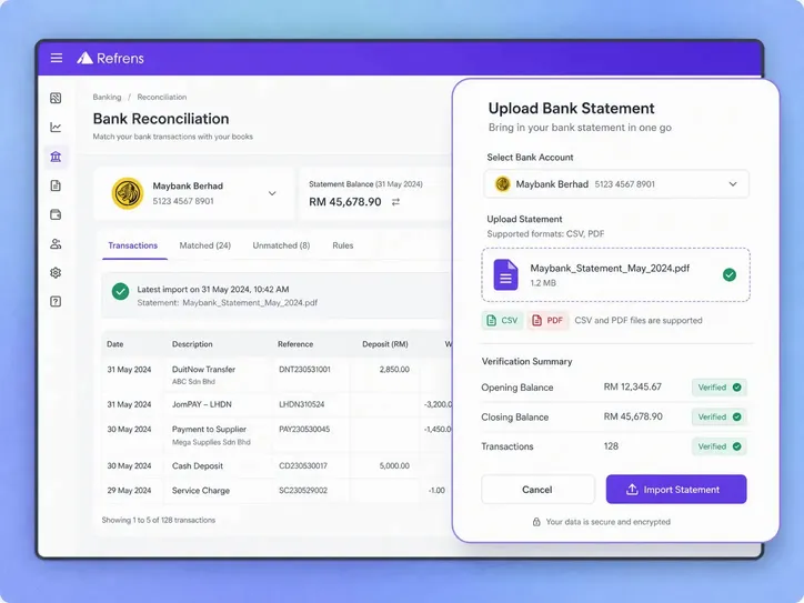 Upload Bank Statement for Bank Reconciliation