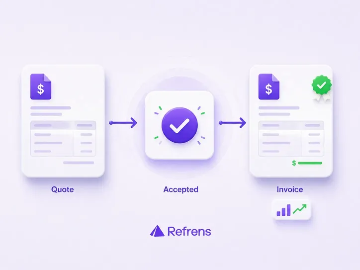 Refrens lead to quote to invoice workflow Refrens lead to quote to invoice workflow
