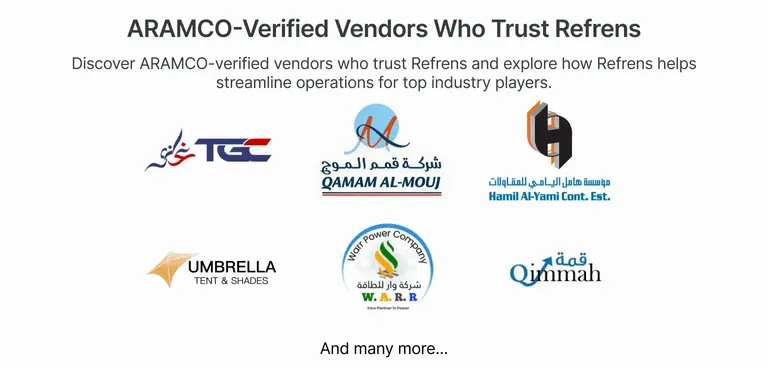 Saudi ARAMCO-verified Vendors Trust Refrens for Invoicing Saudi ARAMCO-verified Vendors Trust Refrens for Invoicing