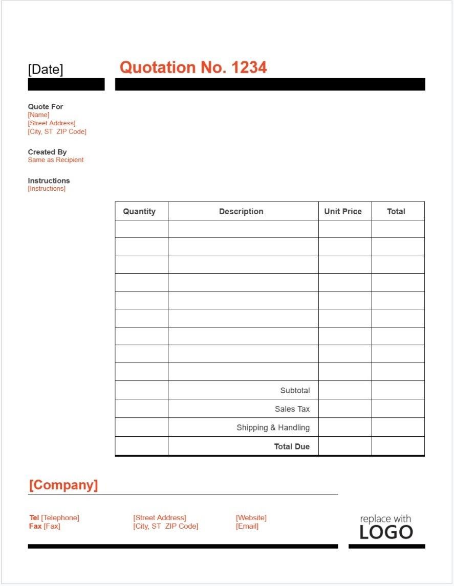 Free Quotation Templates in Word, Excel, PDF | Quote Format