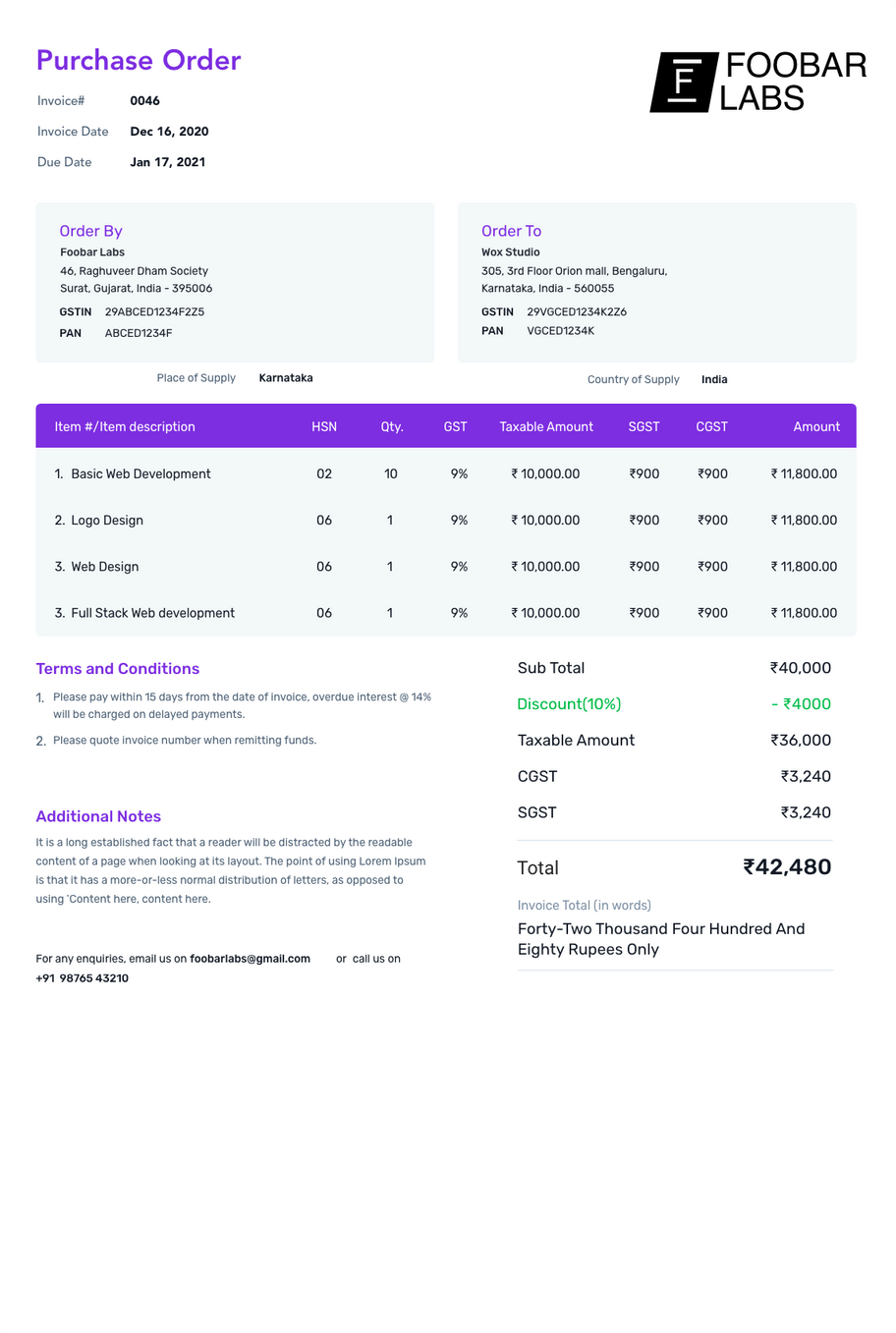 Free Purchase Order Template | Create Purchase Order Online