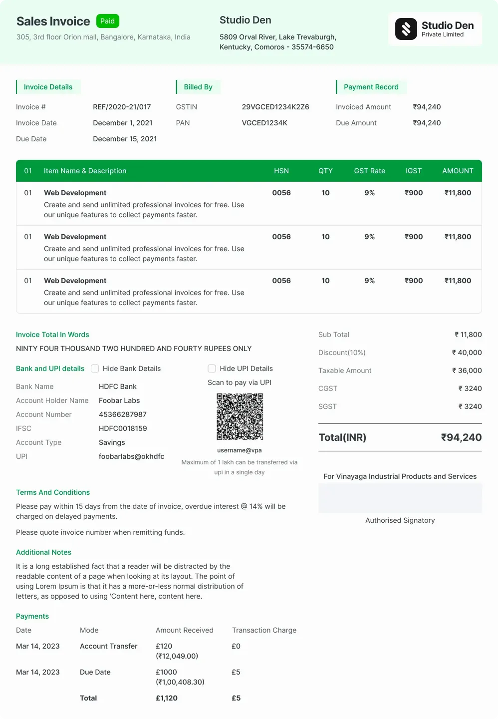 Letterhead Sales Invoice Format