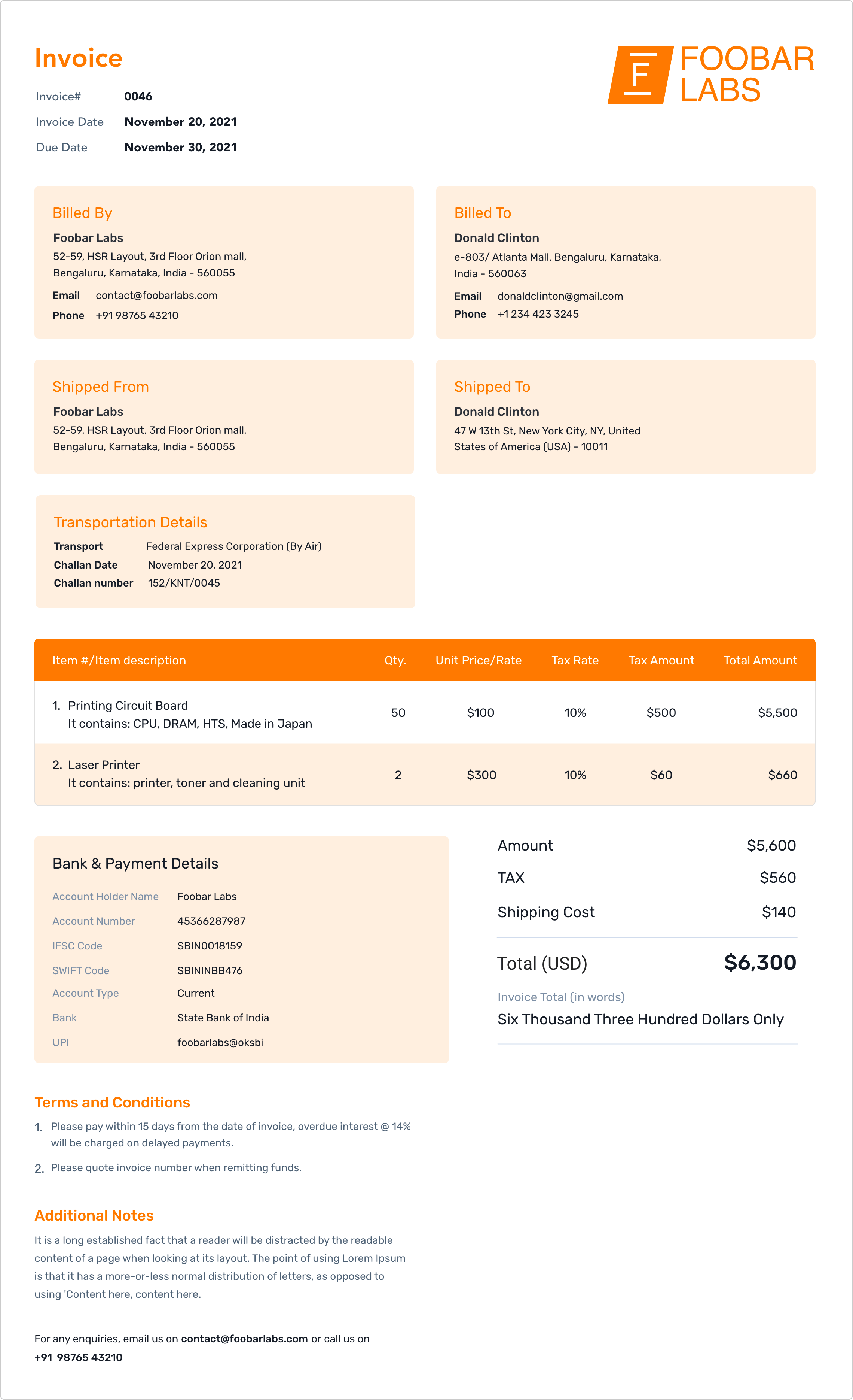 Business Commercial Invoice Template