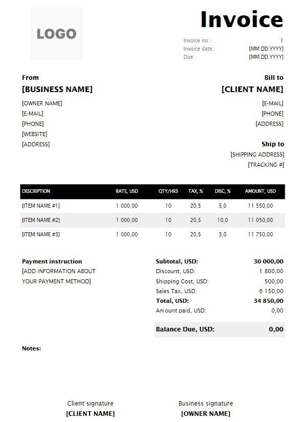 Freelancer Consulting Invoice Templates