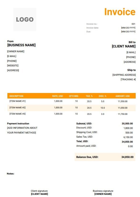 Freelancer Consulting Invoice Templates