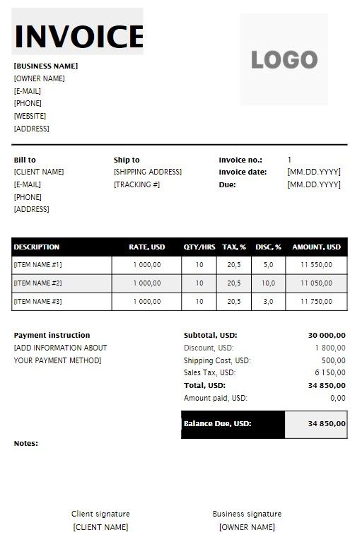 Digital Marketing Invoice Template