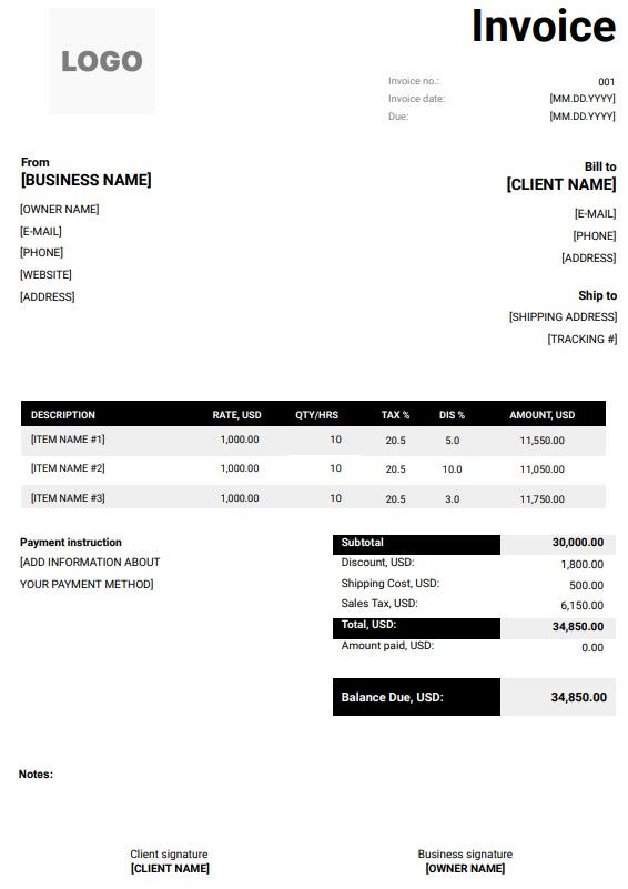 Digital Marketing Invoice Template