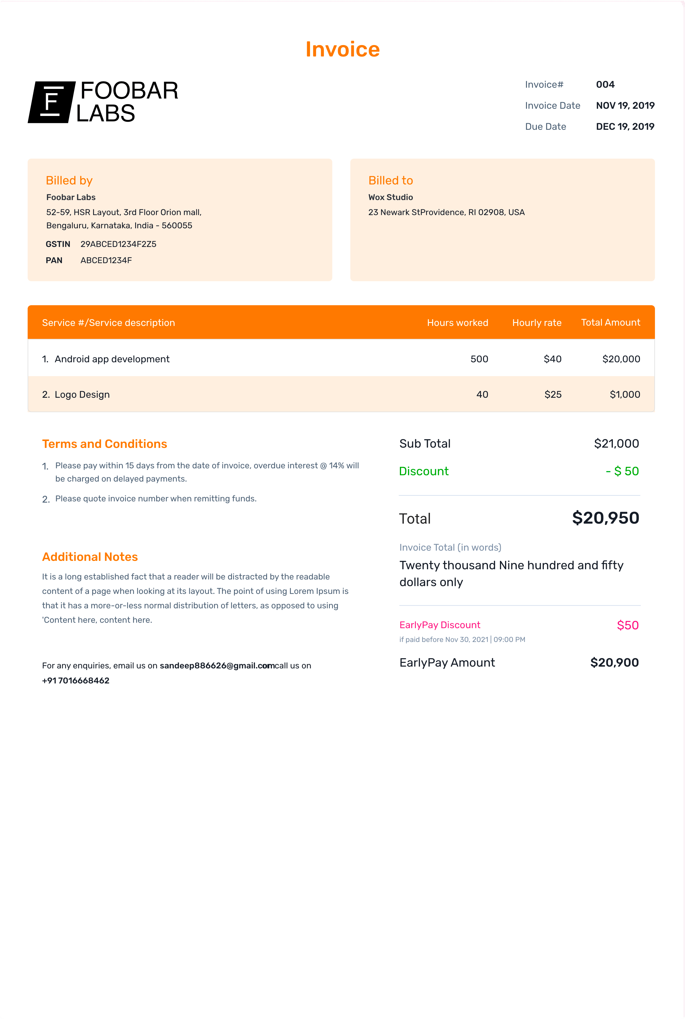 Freelance Invoice Template - Business Format