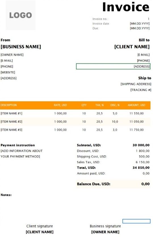 IT Services Invoice Template