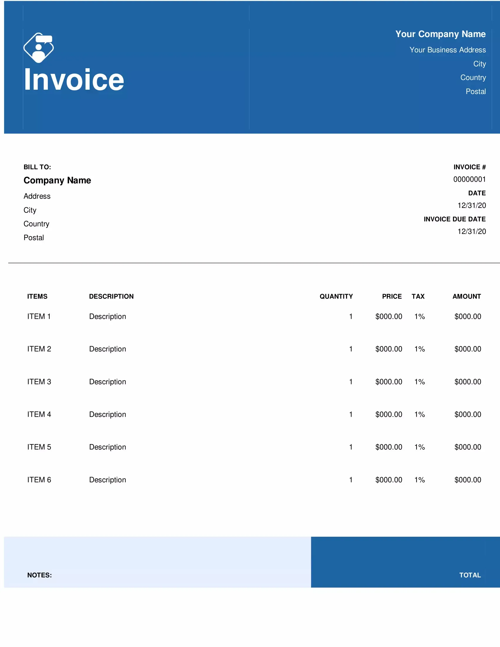 Invoice Printable Template Word