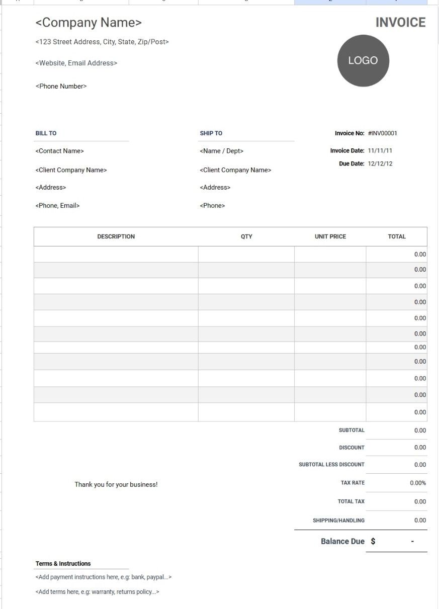 Invoice Template Excel 10