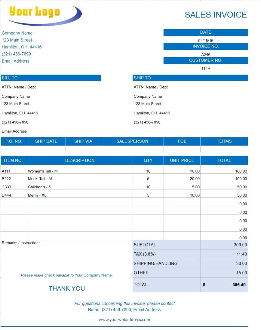 Invoice Template Excel 11