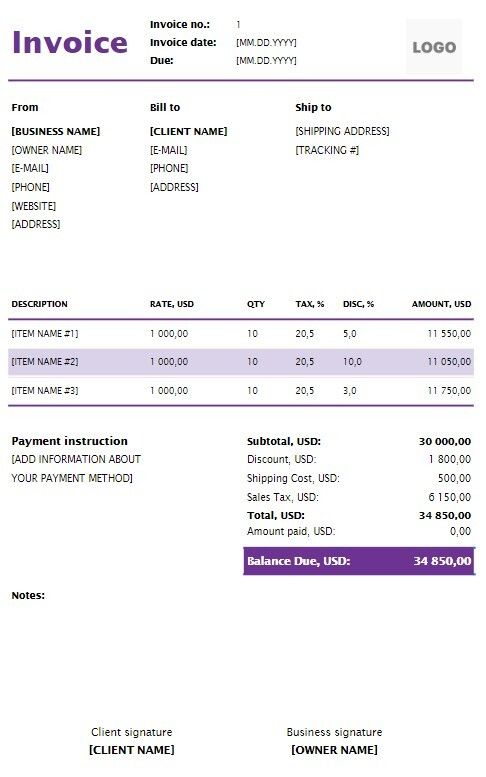 Medical Invoice Templates