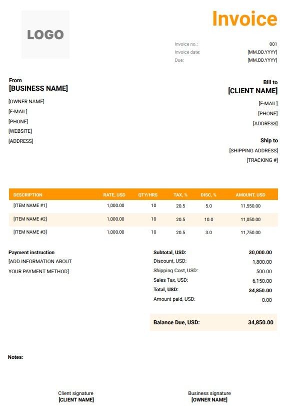 Medical Invoice Templates
