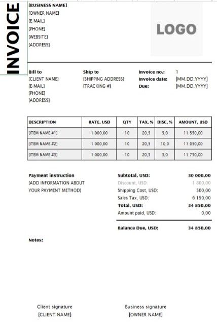 Modern Photography Invoice Template