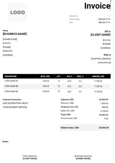 Modern Videography Invoice Template