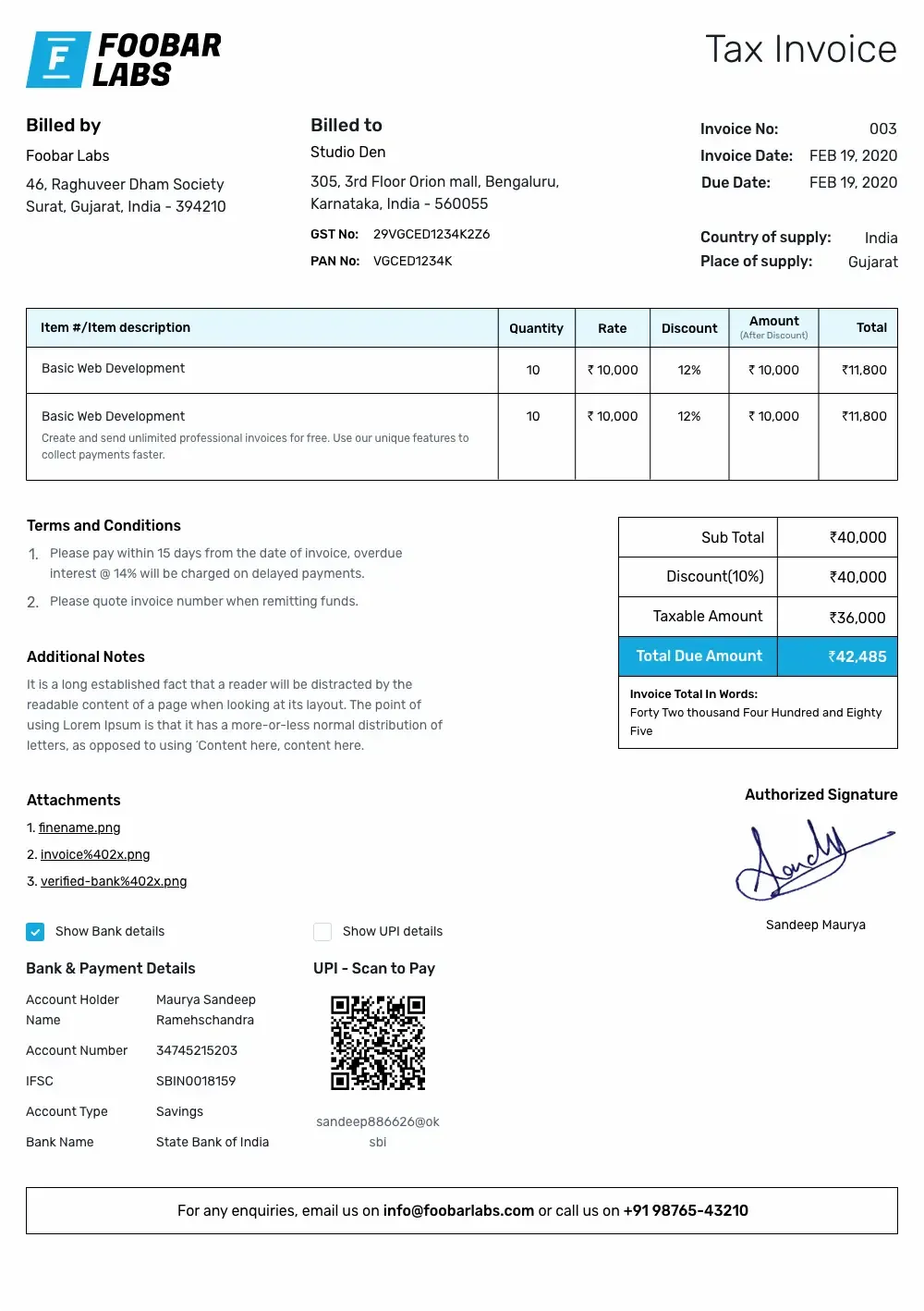 Online Invoice Template