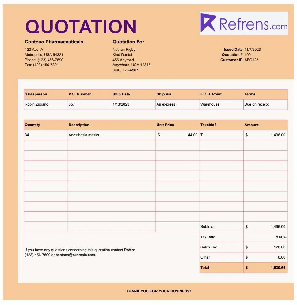 Online Quotation Template