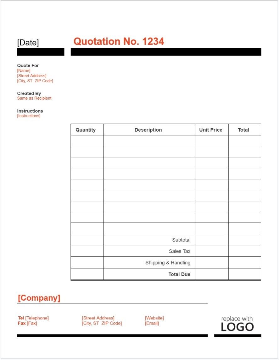 Security Quotation Template Word