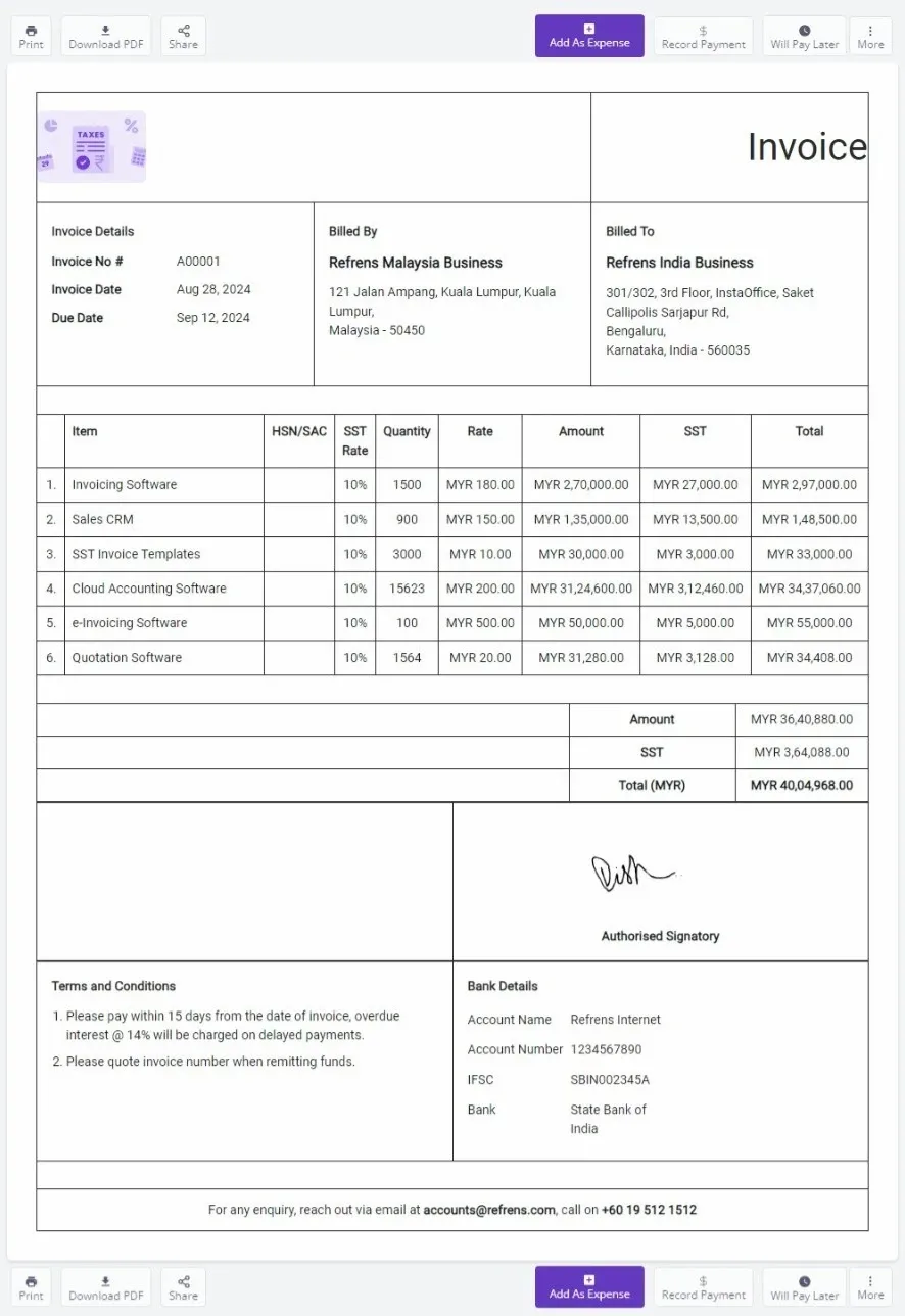 Contoh Invoice Format Template with logo