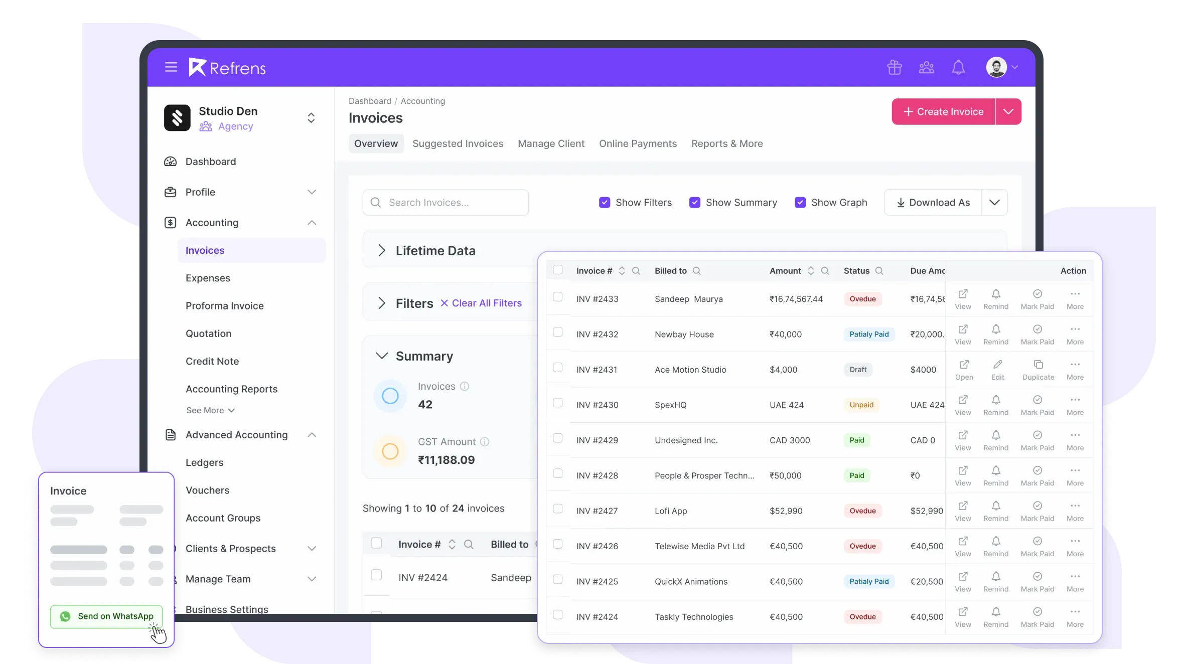 Invoicing Software Dashboard