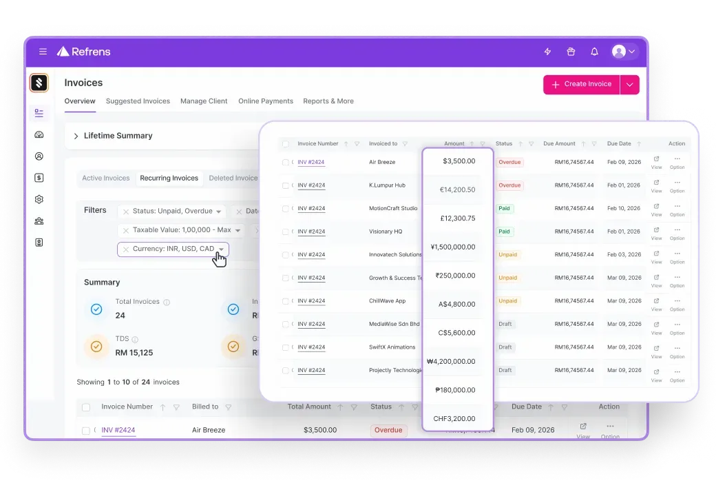 Multi-Currency Invoicing Software | Create & Send International Invoices