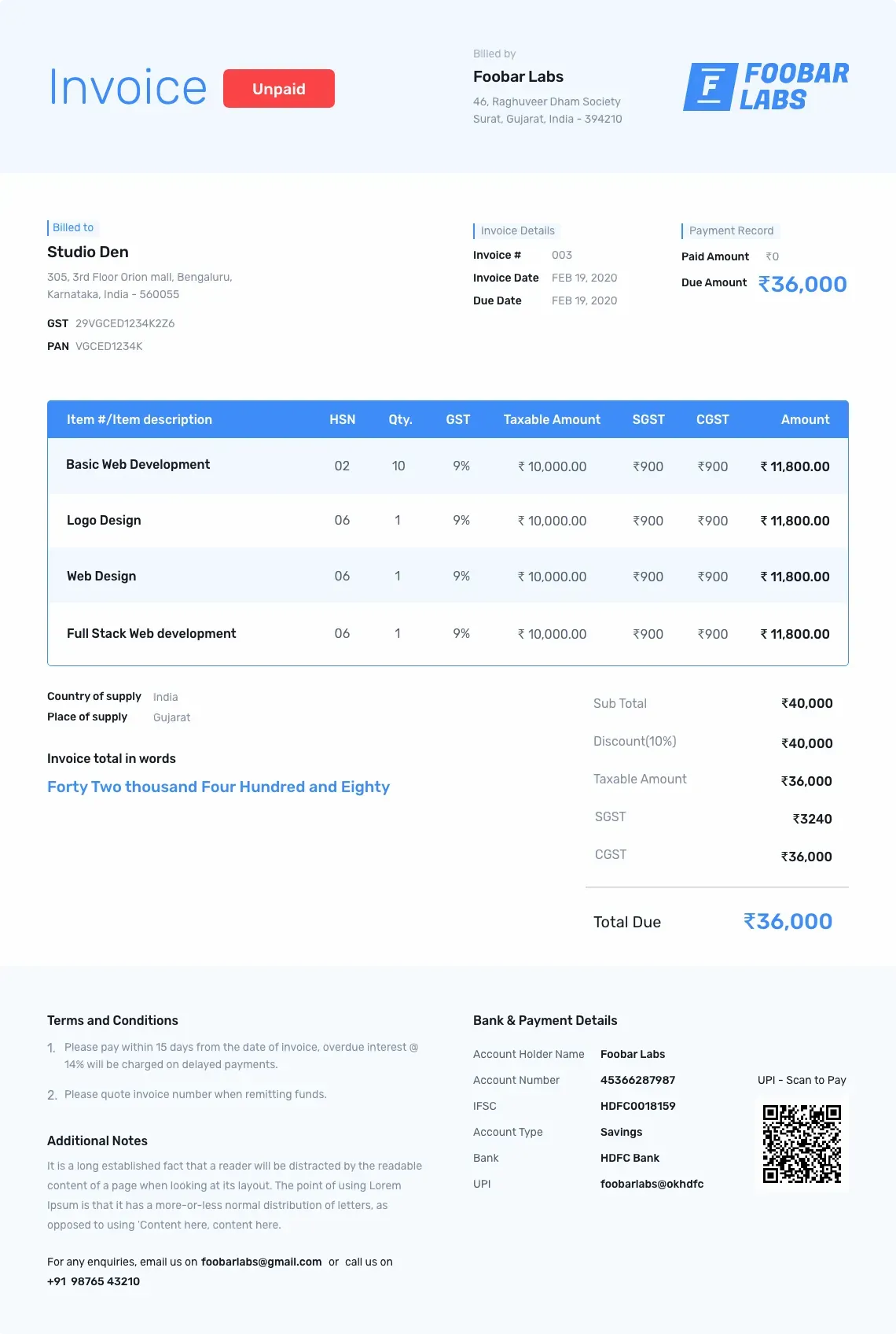Online Invoice Template
