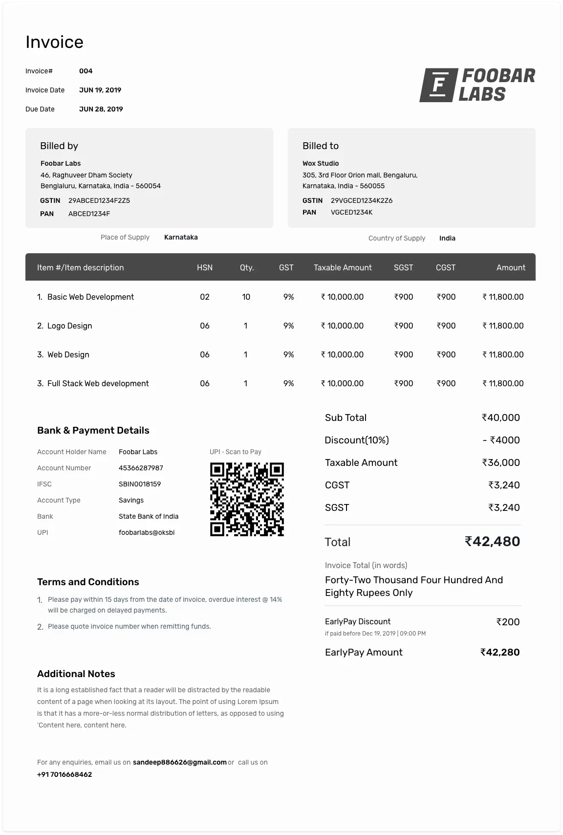 Proforma Invoice Template in Standard Format