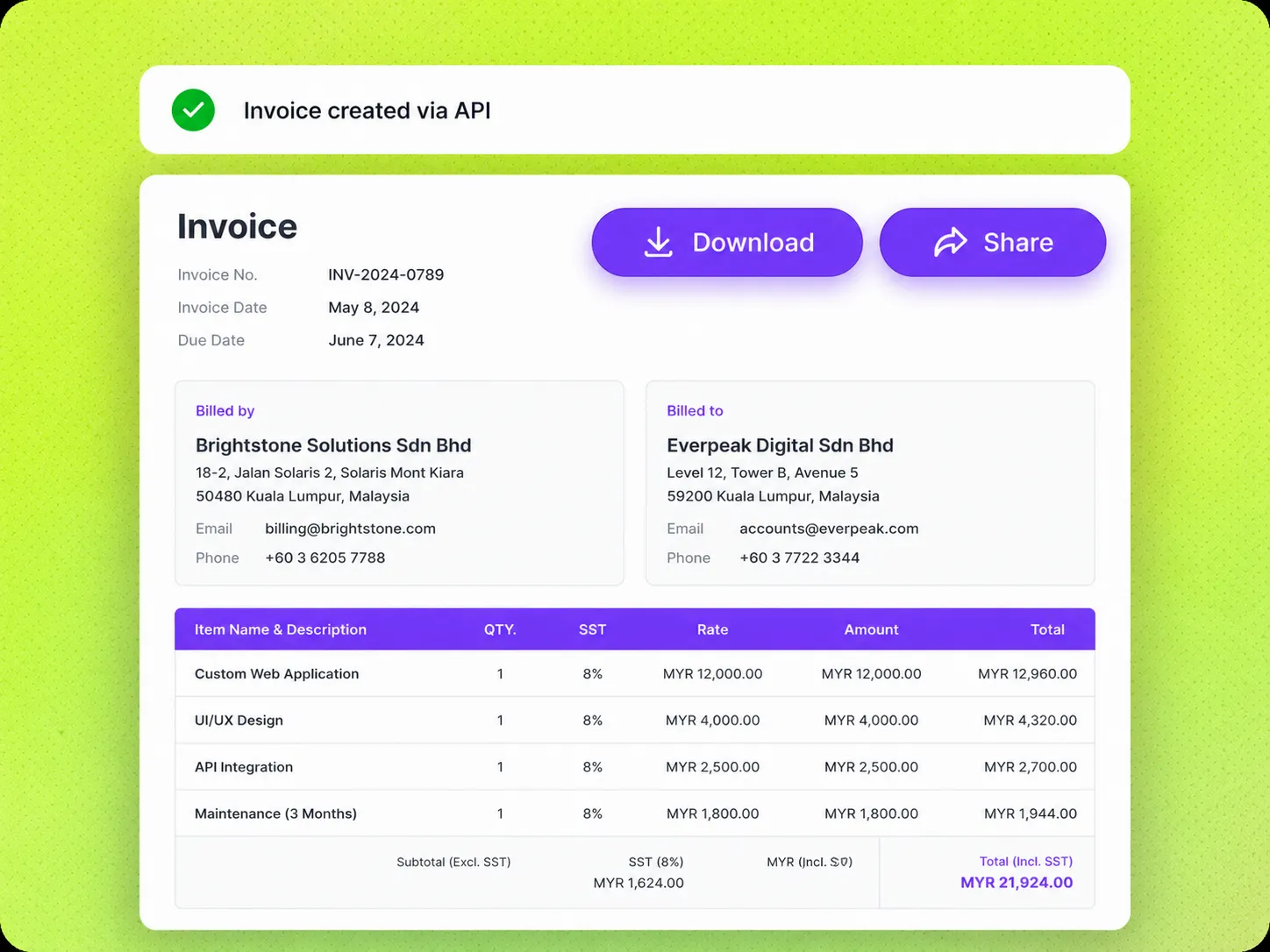 Refrens Invoicing API workflow