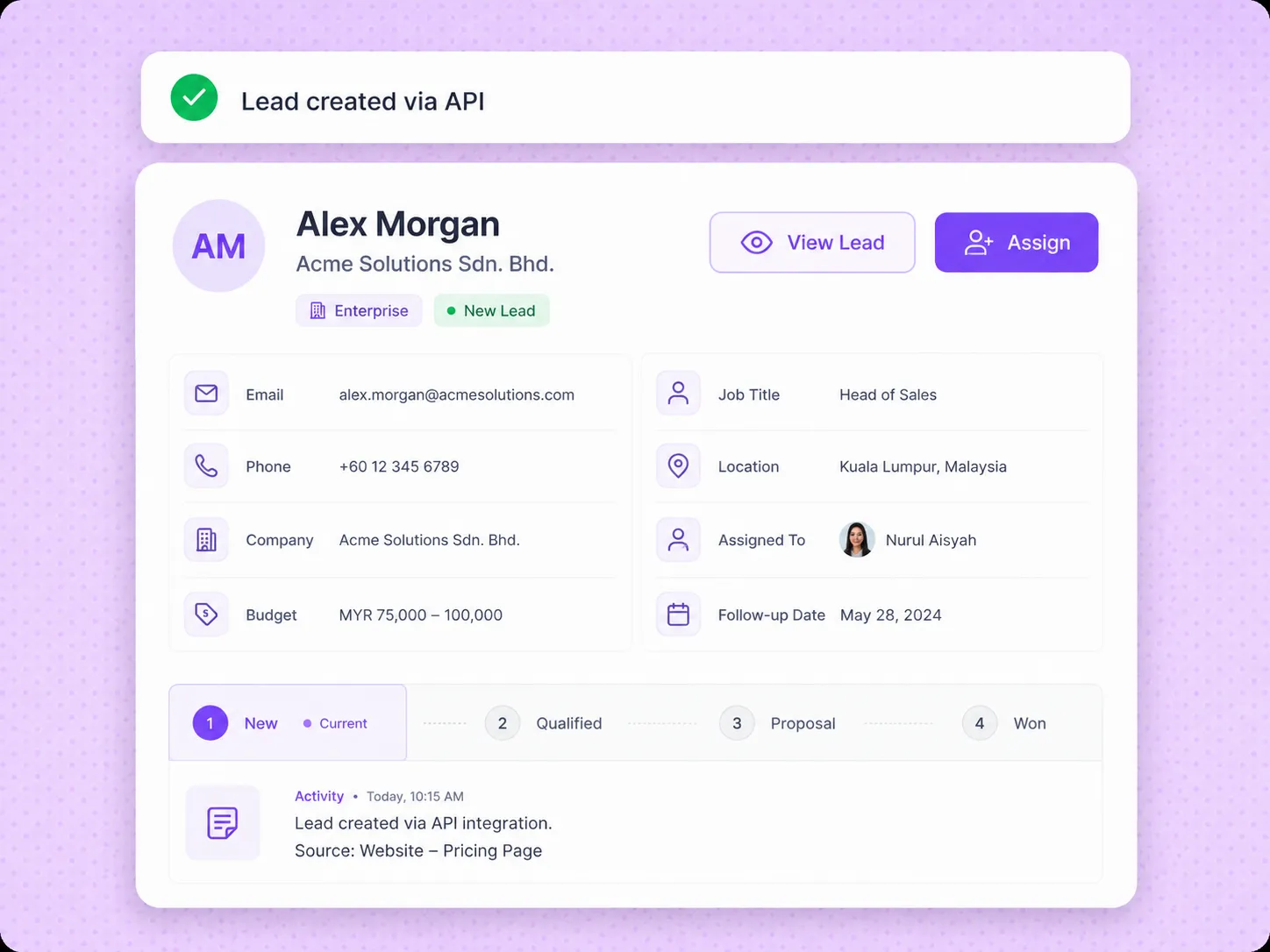 Refrens Sales CRM API workflow